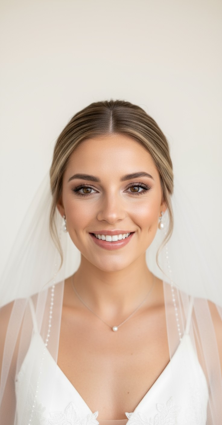 After Wedding Updo With Veil Underneath